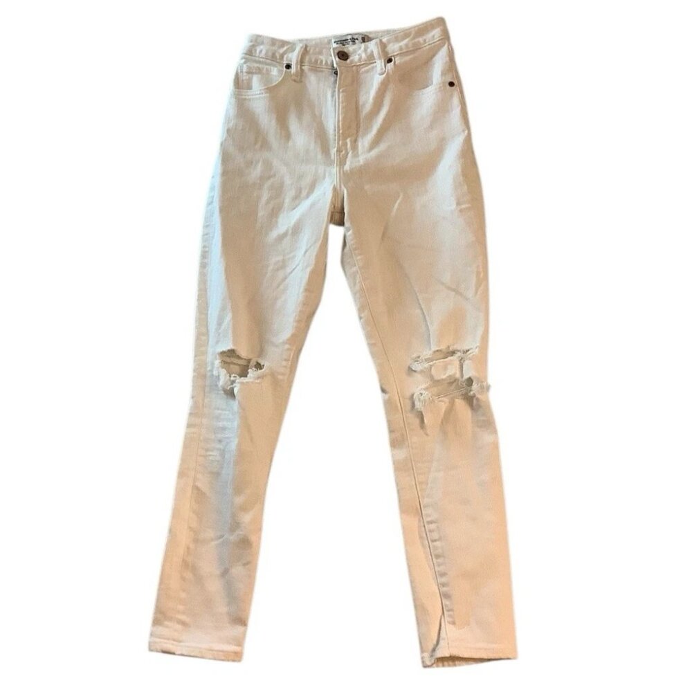 Abercrombie & Fitch Super Skinny Stretch Ankle High Rise White Jeans Size 25/0R